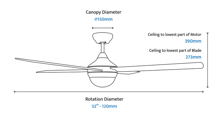 Krestrel DC Ceiling fan with light