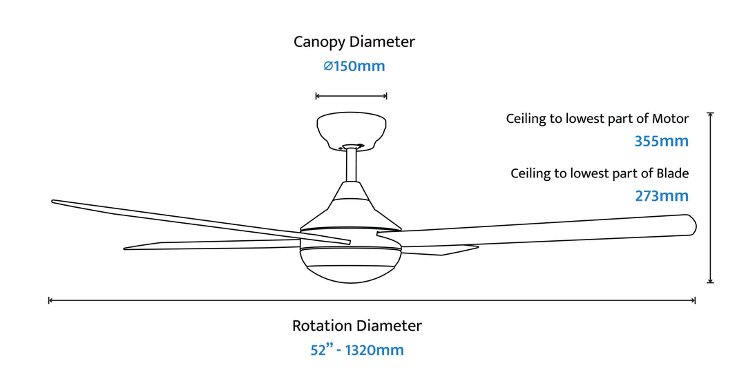 Heron AC Fan with LED light/E27 light