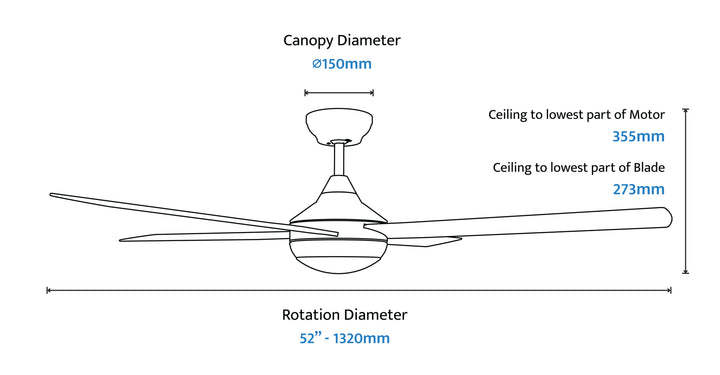 Heron AC Fan with LED light/E27 light