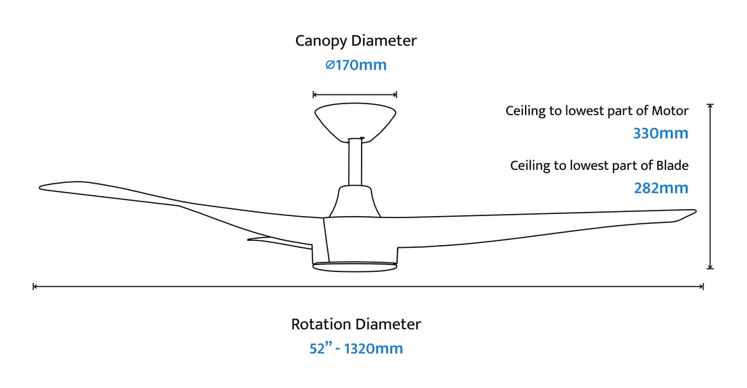 Turaco Dc Fan with LED Light Black/White