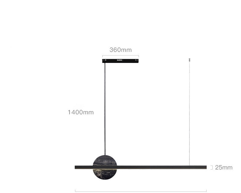 HAMBURG Linear Pendant with Marble Pendant