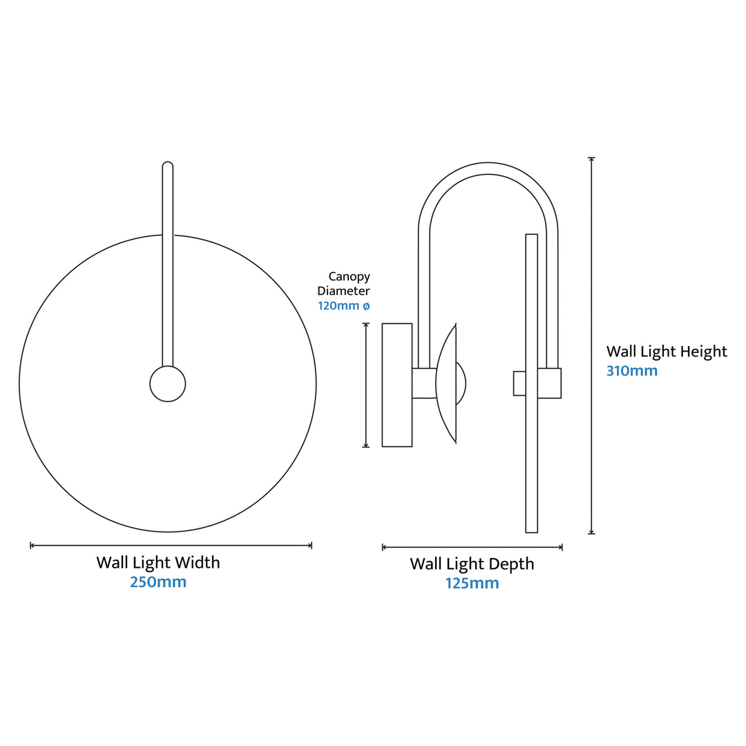 Calibo Bower Modern Alabaster Stone 200mmm250mm Round Wall Light with Curved Arm