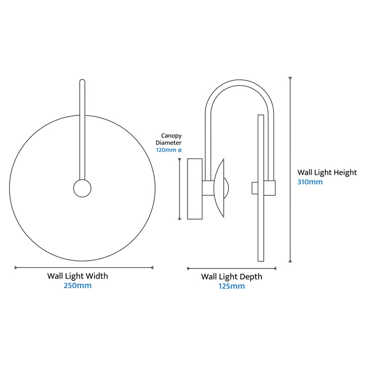 Calibo Bower Modern Alabaster Stone 200mmm250mm Round Wall Light with Curved Arm