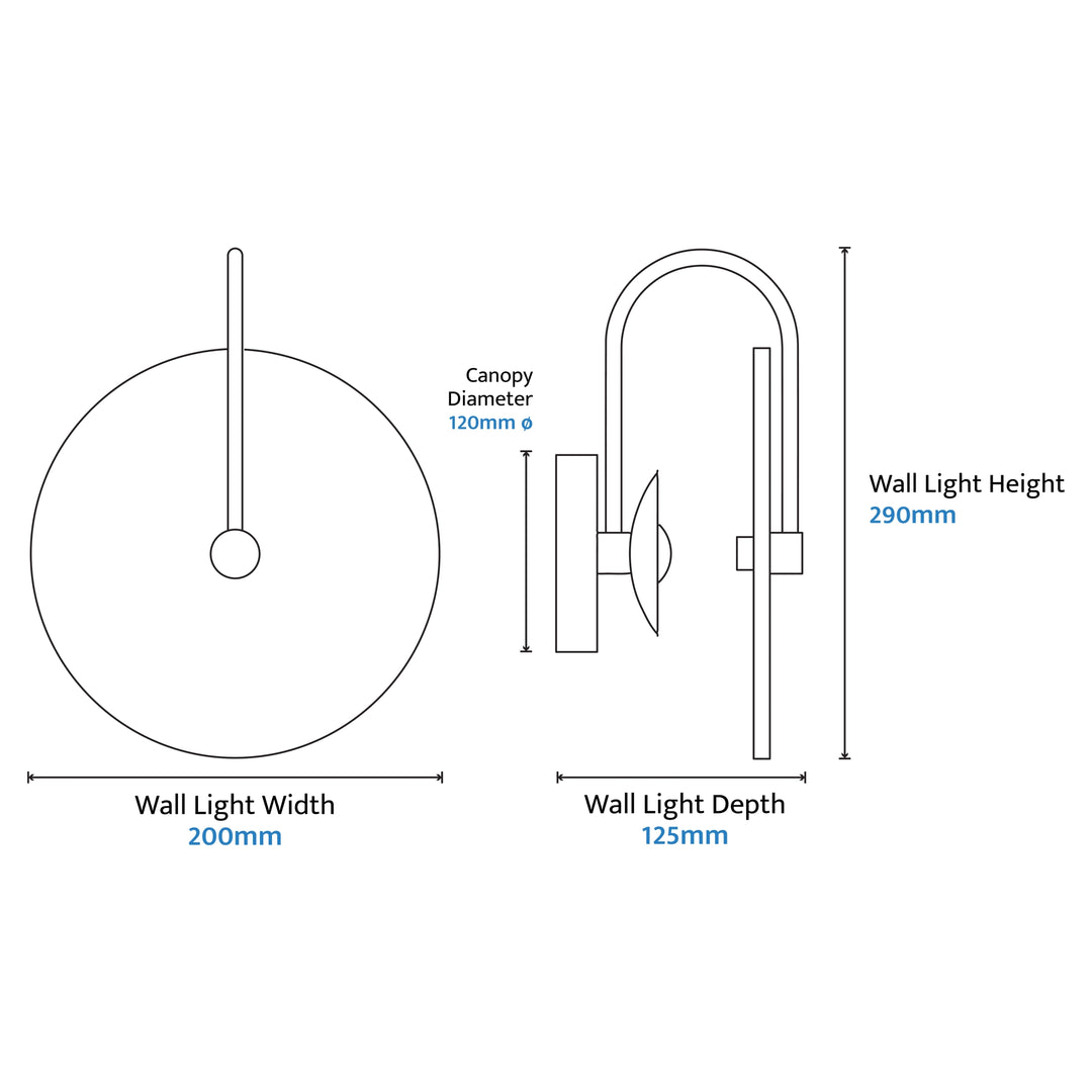 Calibo Bower Modern Alabaster Stone 200mmm250mm Round Wall Light with Curved Arm