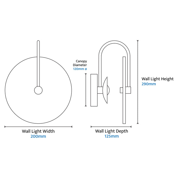 Calibo Bower Modern Alabaster Stone 200mmm250mm Round Wall Light with Curved Arm