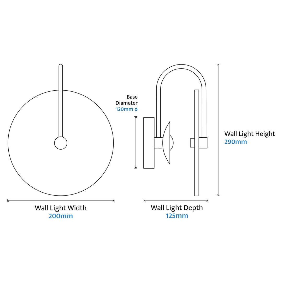 Calibo Orville Travertine 200mm Round Disc LED Wall Light with Brass Handle - Brass WALL LIGHT