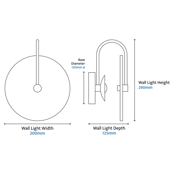 Calibo Orville Travertine 200mm Round Disc LED Wall Light with Brass Handle - Brass WALL LIGHT