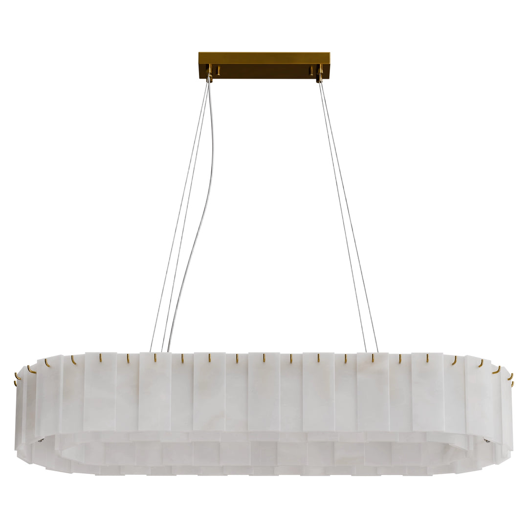 Calibo Mirage 14 Light Alabaster Stone 1000mm Linear Pendant - Brass Pendant
