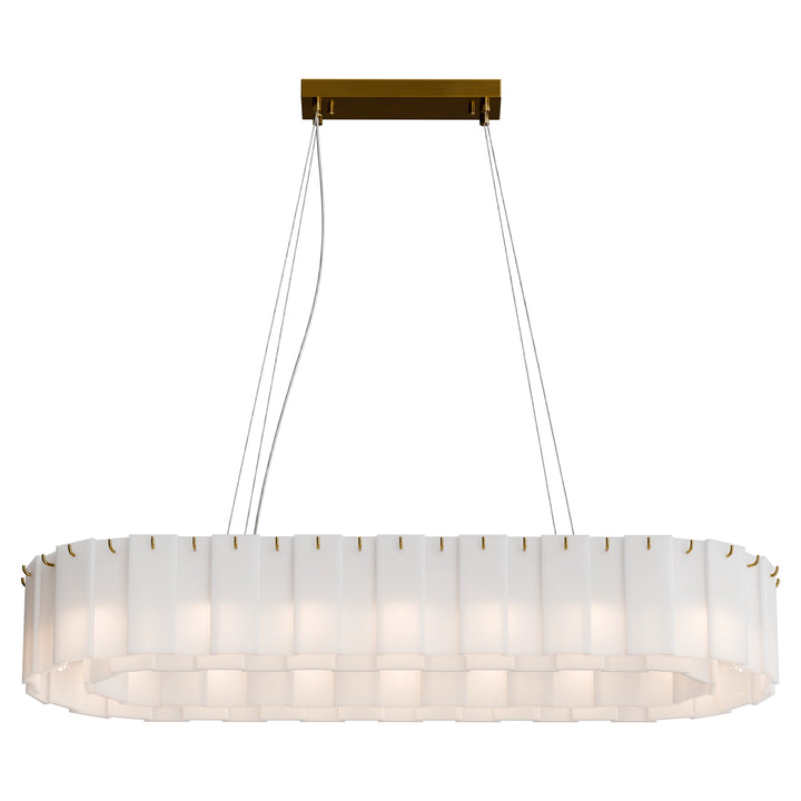 Calibo Mirage 14 Light Alabaster Stone 1000mm Linear Pendant - Brass Pendant