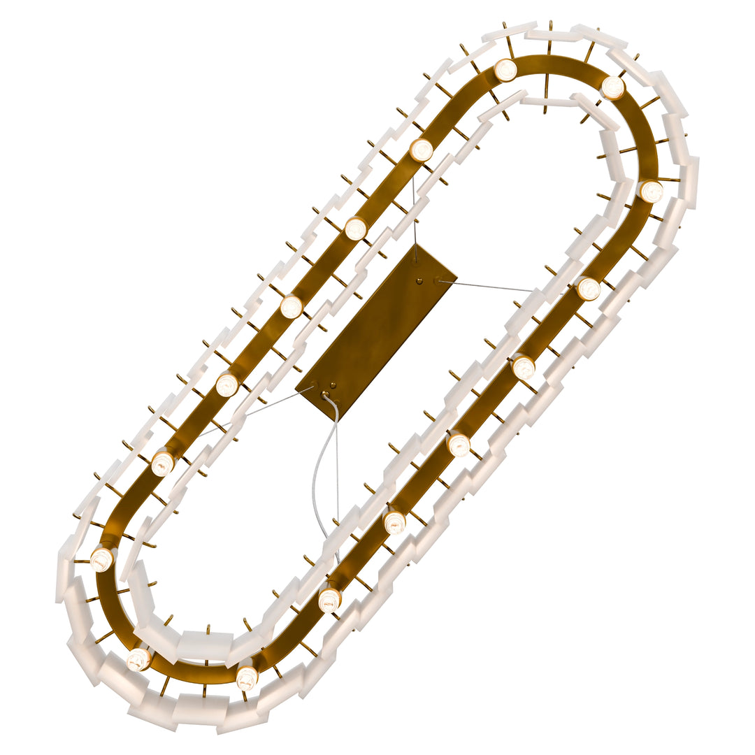 Calibo Mirage 14 Light Alabaster Stone 1000mm Linear Pendant - Brass Pendant