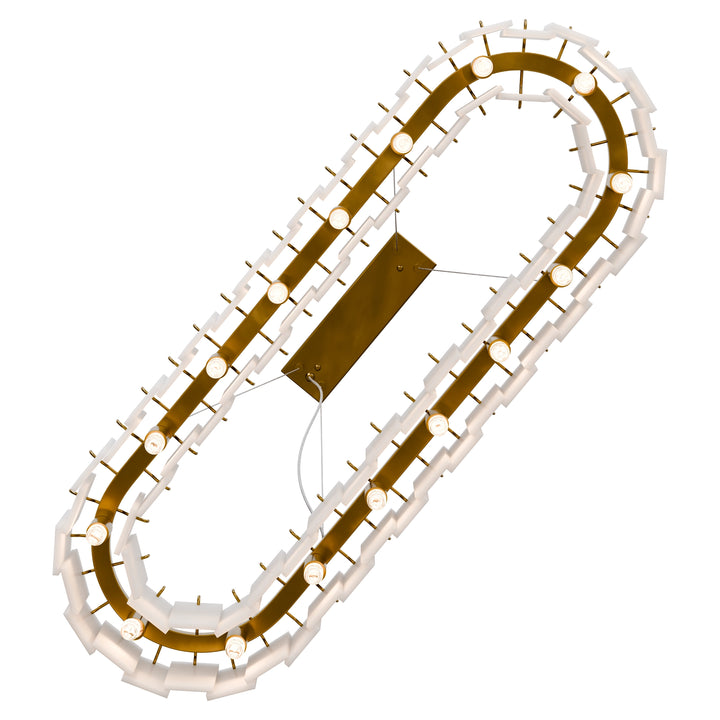 Calibo Mirage 14 Light Alabaster Stone 1000mm Linear Pendant - Brass Pendant