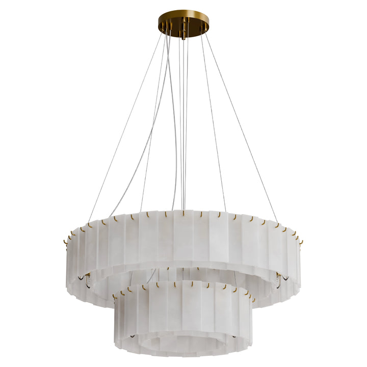 Calibo Mirage 28 Light Tiered Alabaster Stone Round Pendant Pendant