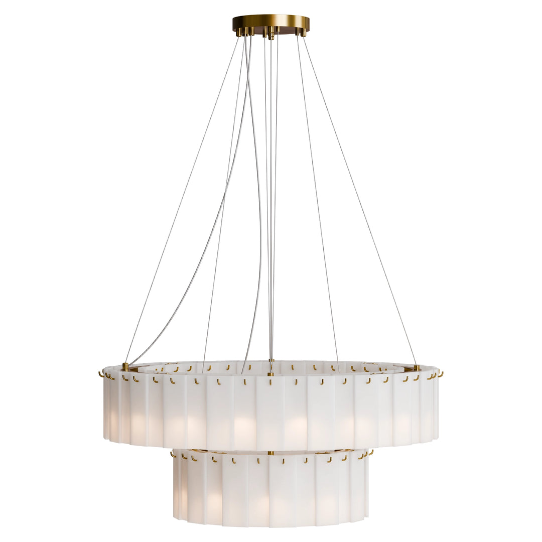 Calibo Mirage 28 Light Tiered Alabaster Stone Round Pendant Pendant