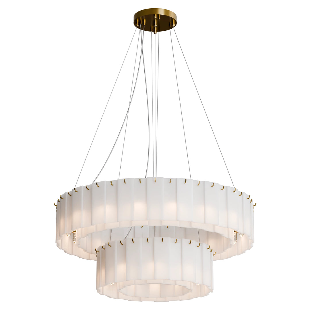 Calibo Mirage 28 Light Tiered Alabaster Stone Round Pendant Pendant