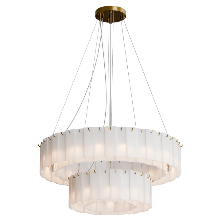Calibo Mirage 28 Light Tiered Alabaster Stone Round Pendant Pendant