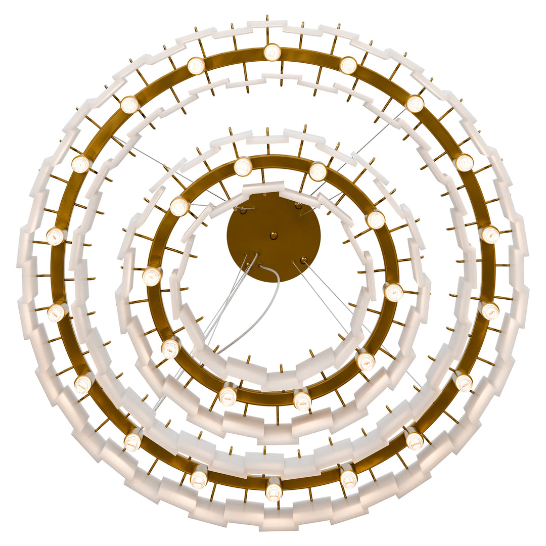 Calibo Mirage 28 Light Tiered Alabaster Stone Round Pendant Pendant
