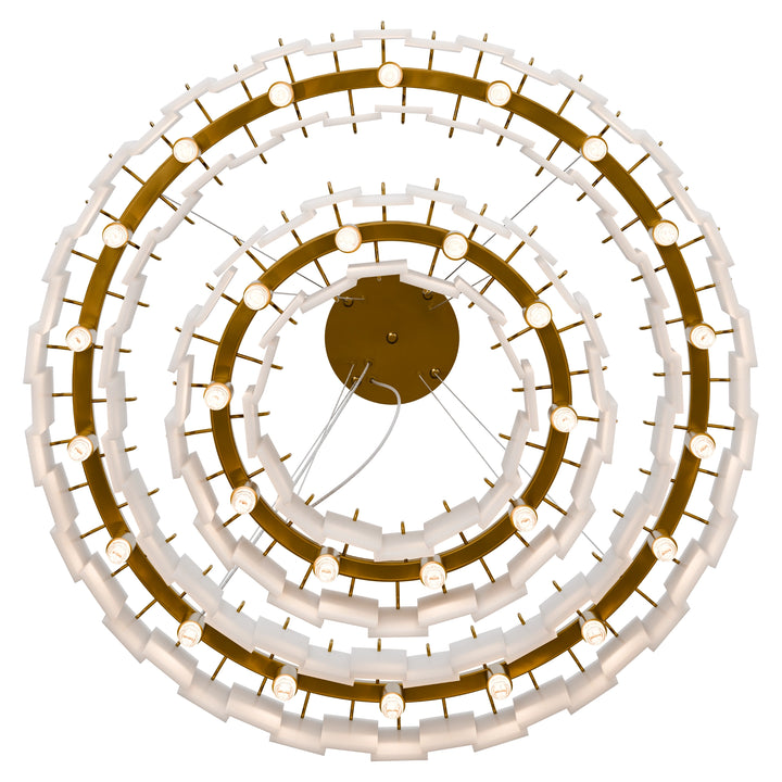 Calibo Mirage 28 Light Tiered Alabaster Stone Round Pendant Pendant