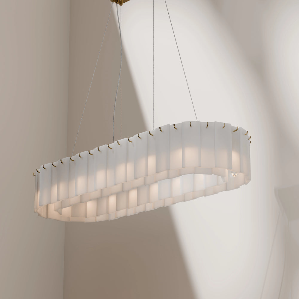 Calibo Mirage 14 Light Alabaster Stone 1000mm Linear Pendant - Brass Pendant