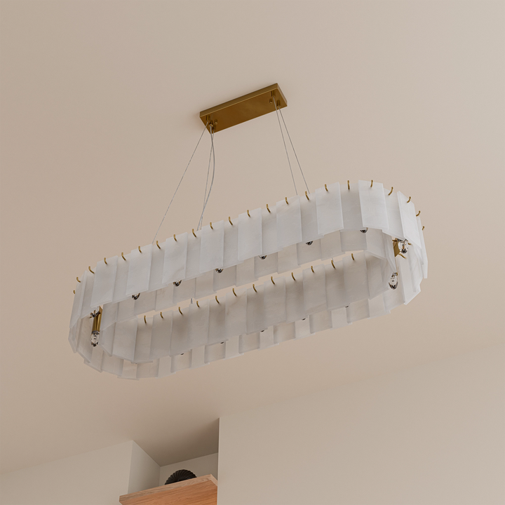 Calibo Mirage 14 Light Alabaster Stone 1000mm Linear Pendant - Brass Pendant