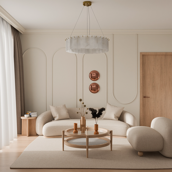 Calibo Mirage 12 Light Alabaster Stone 600mm Round Pendant Pendant