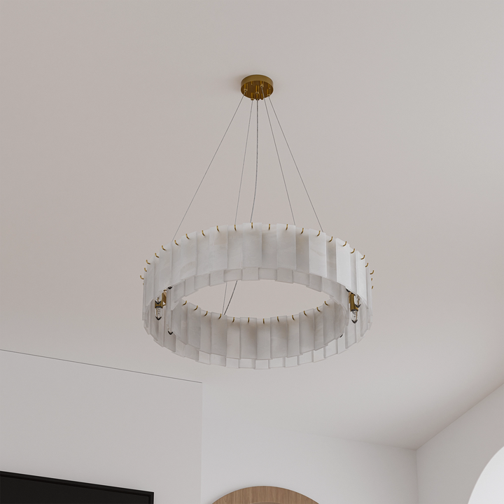 Calibo Mirage 18 Light Alabaster Stone 800mm Round Pendant Pendant