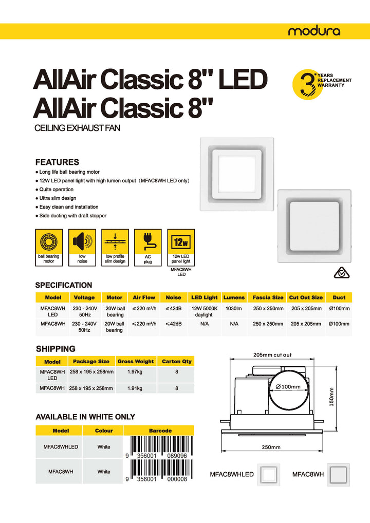 AllAir Classic 8” /AllAir Classic 8”LED