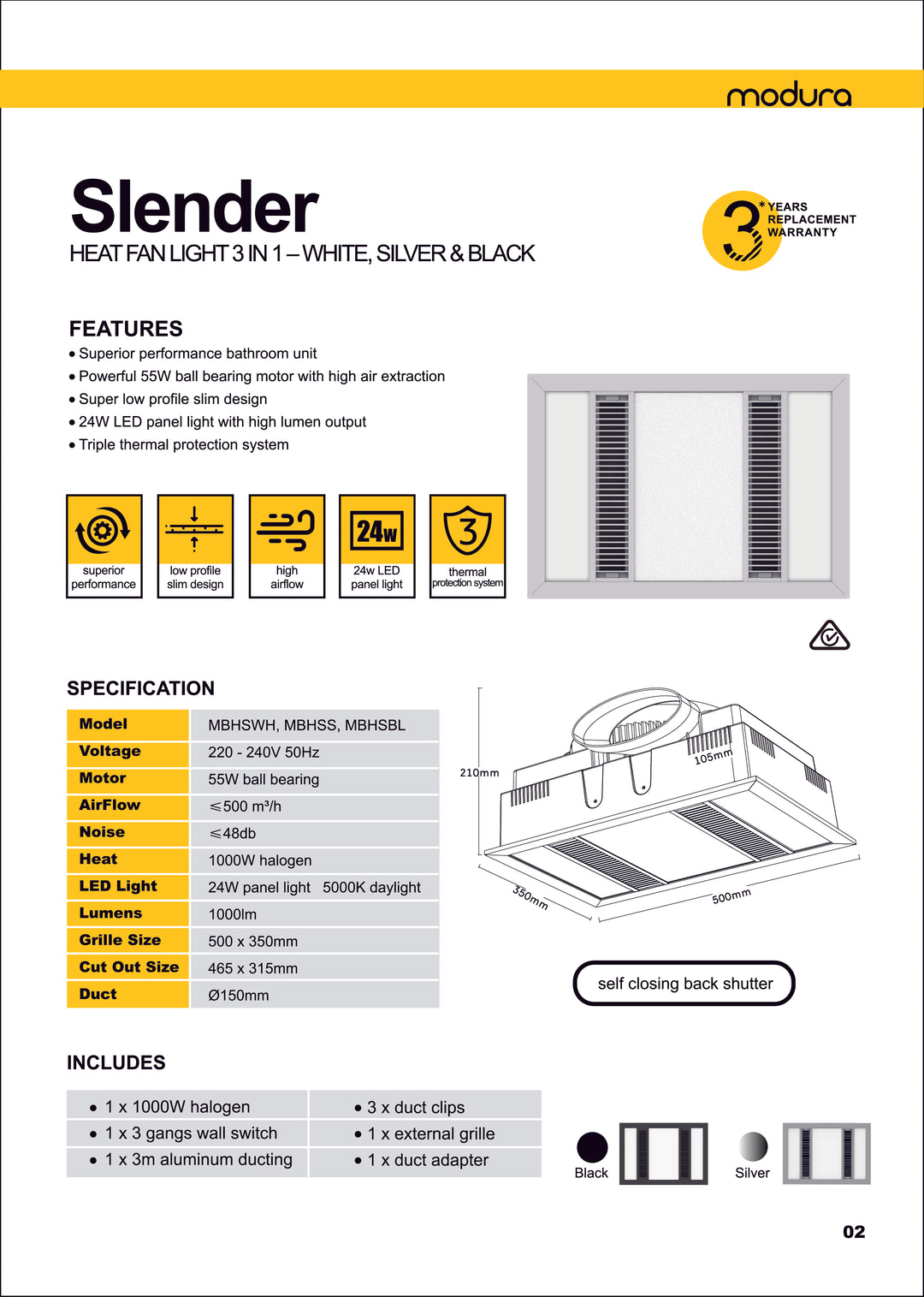 Slender Heat Fan Light 3 In 1