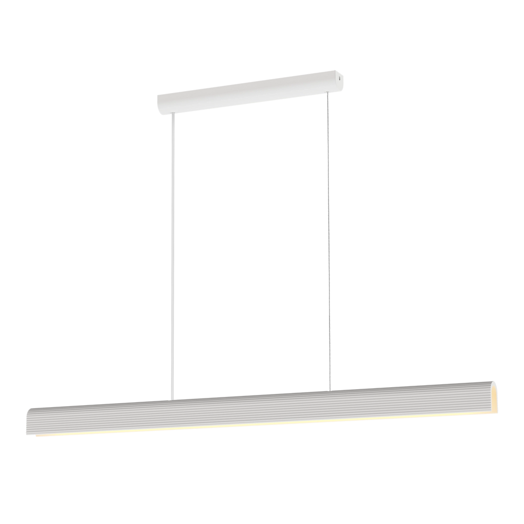 Calibo Munia Sculptural Ribbed LED Linear Pendant with Paintable Gypsum Surface - White