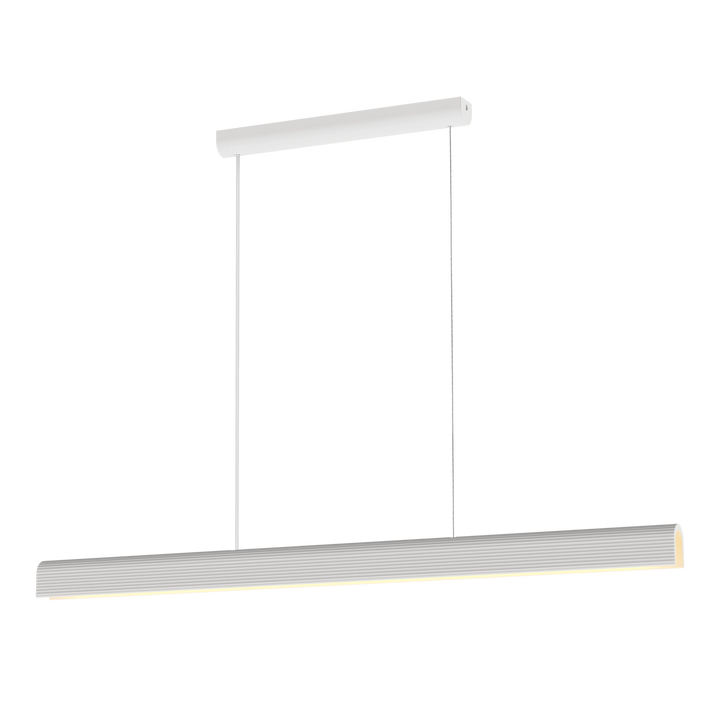 Calibo Munia Sculptural Ribbed LED Linear Pendant with Paintable Gypsum Surface - White