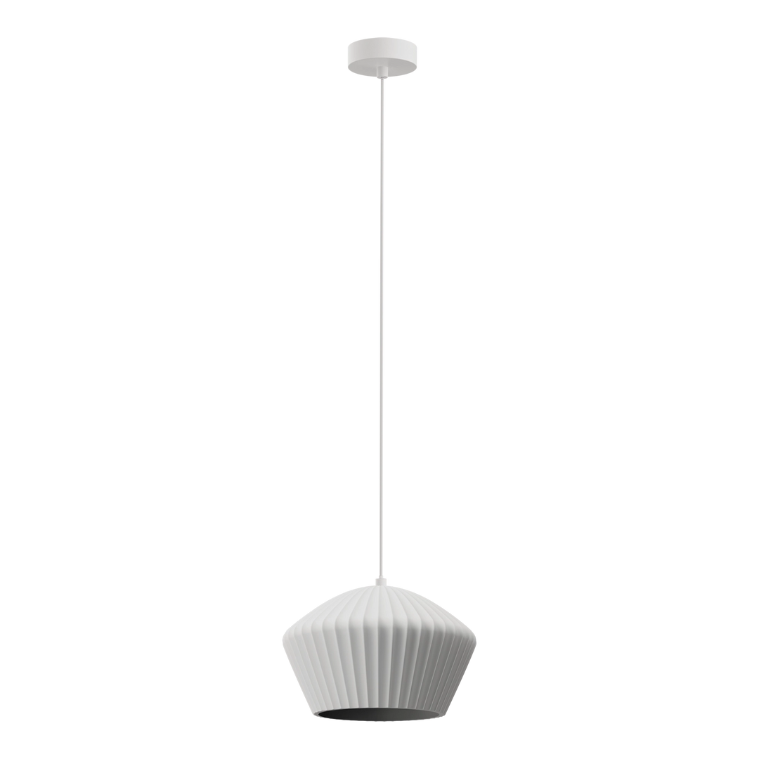 Calibo Munia Sculptural Fluted Dome Pendant with Paintable Gypsum Surface - White