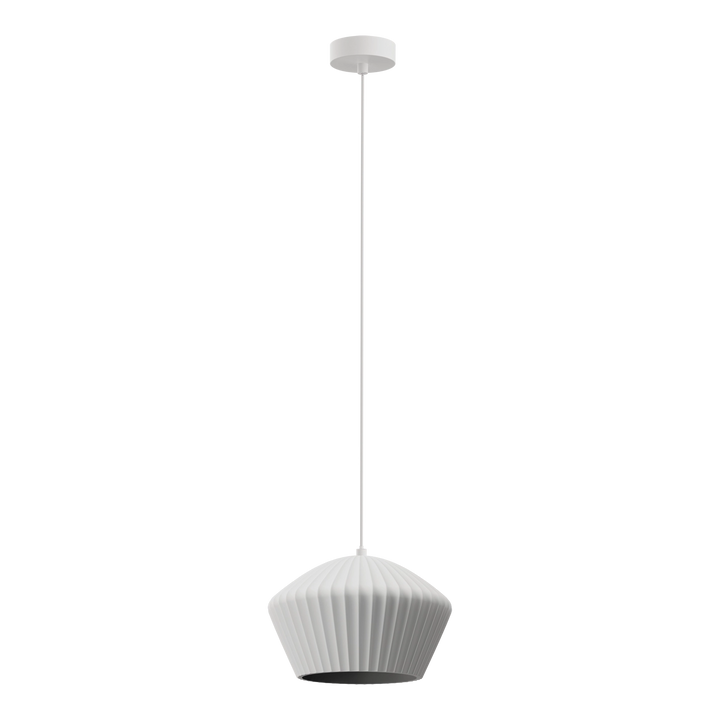 Calibo Munia Sculptural Fluted Dome Pendant with Paintable Gypsum Surface - White