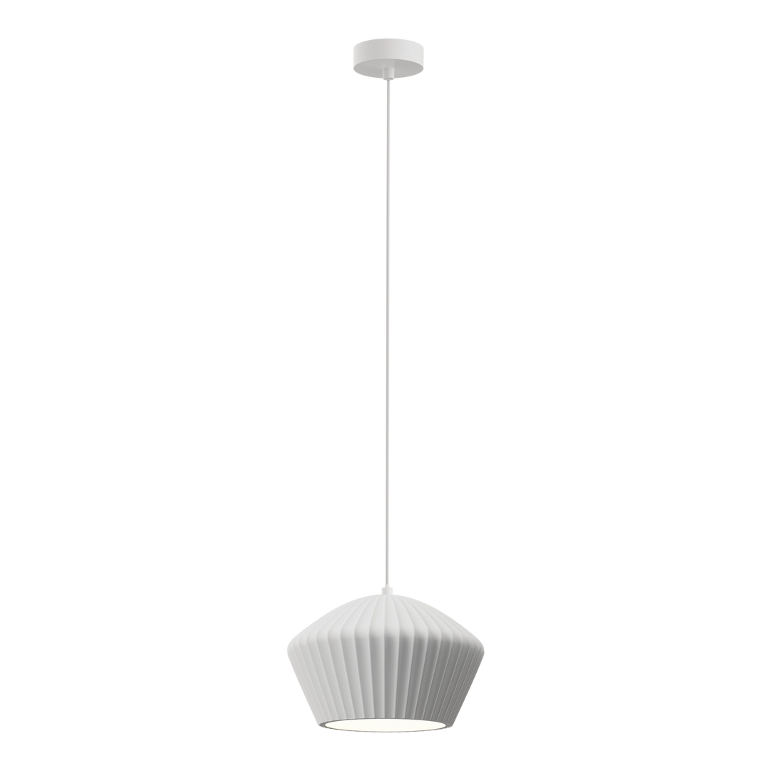 Calibo Munia Sculptural Fluted Dome Pendant with Paintable Gypsum Surface - White