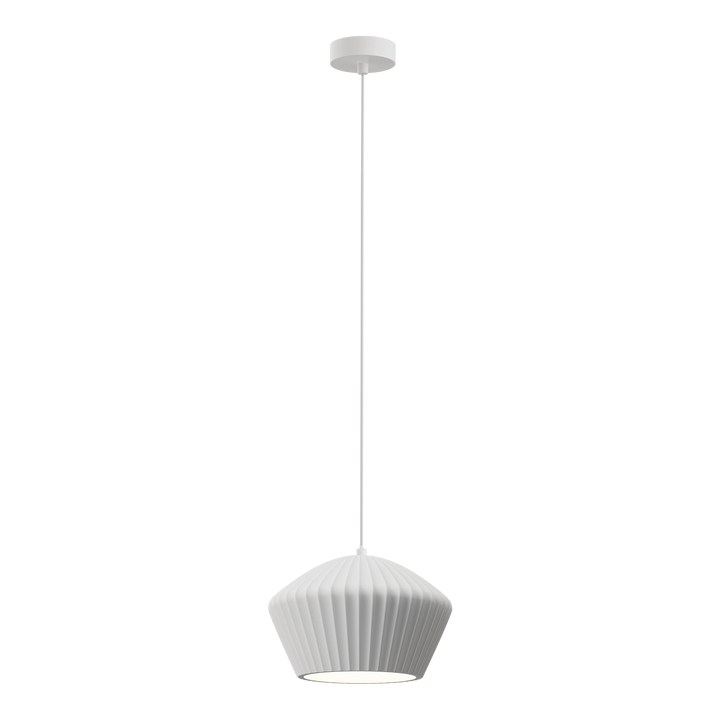 Calibo Munia Sculptural Fluted Dome Pendant with Paintable Gypsum Surface - White