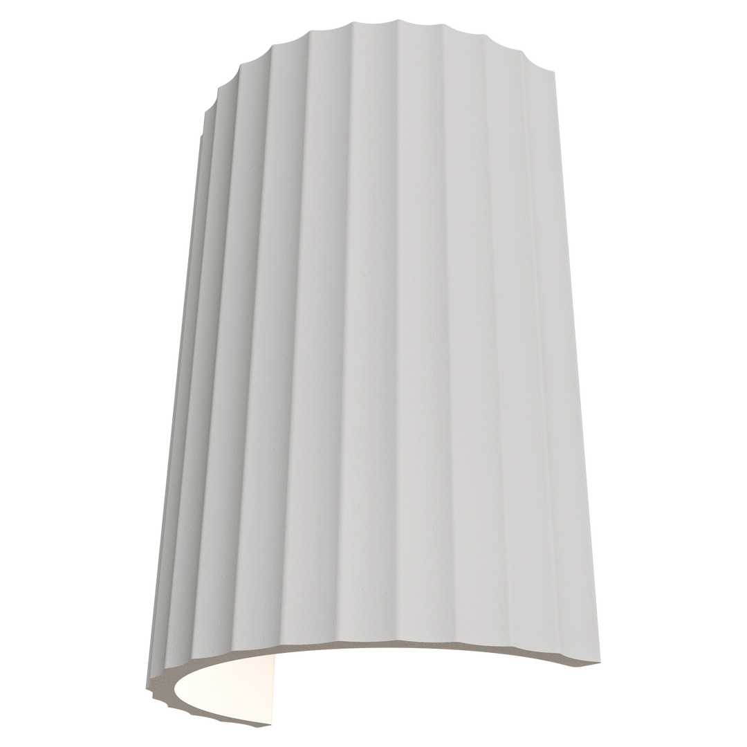 Calibo Munia Sculptural Fluted Up/Down Wall Light with Paintable Gypsum Surface - White