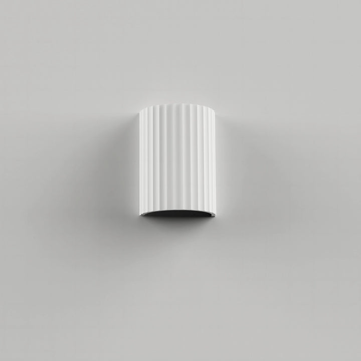 Calibo Munia Sculptural Fluted Up/Down Wall Light with Paintable Gypsum Surface - White