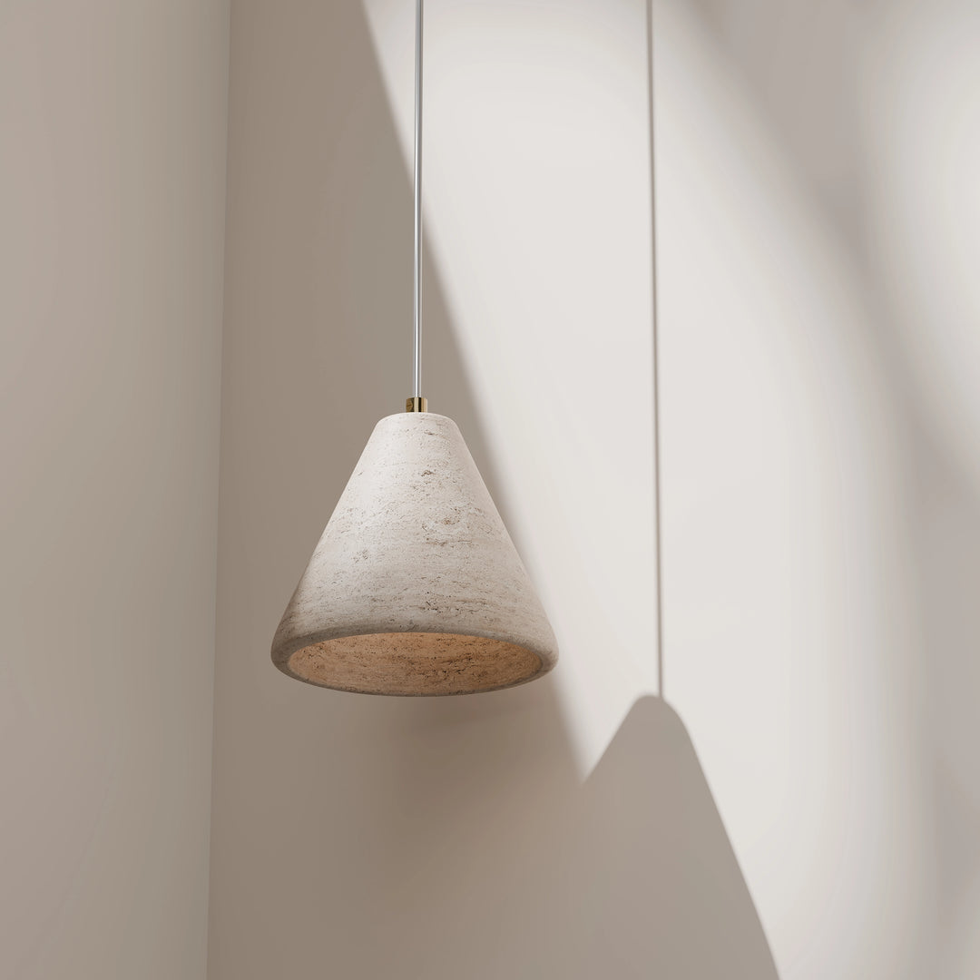 Calibo Orville Modern Travertine Stone Cone Pendant Pendant