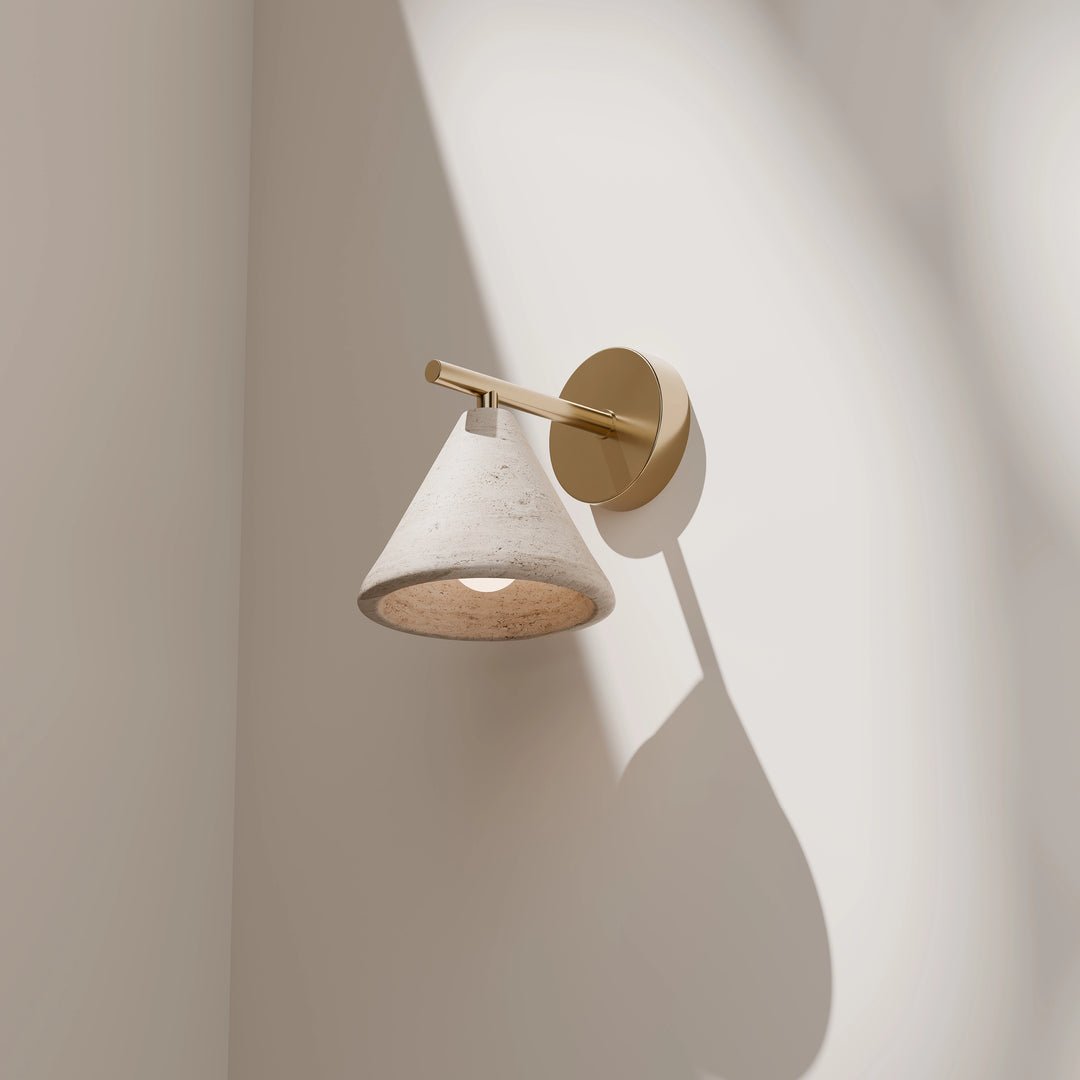 Calibo Orville Modern Travertine Stone Cone Wall Light - Natural WALL LIGHT
