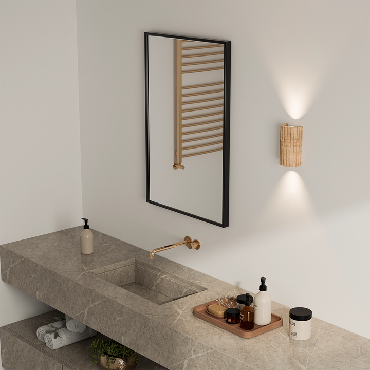 Calibo Orville Travertine Reeded Up/Down LED Wall Light - Natural WALL LIGHT