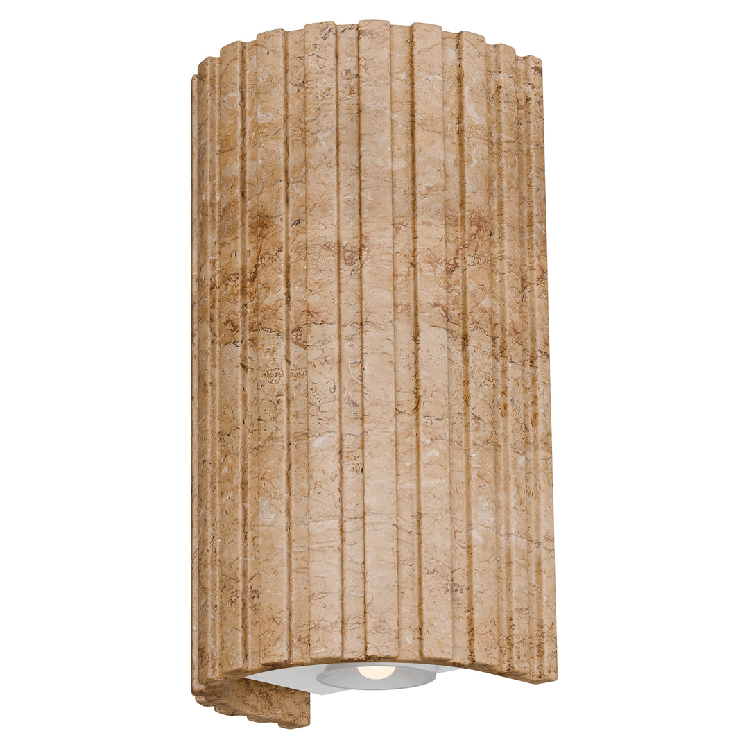 Calibo Orville Travertine Reeded Up/Down LED Wall Light - Natural WALL LIGHT