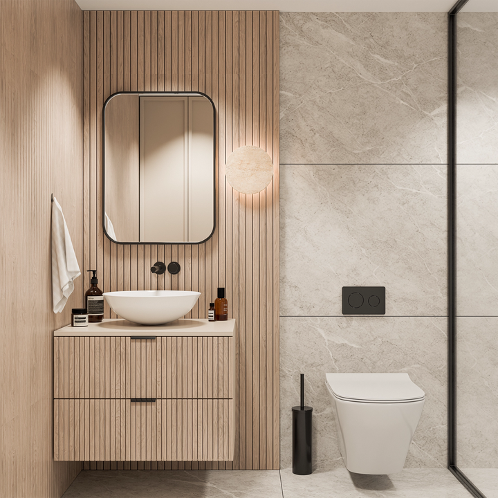 Calibo Orville 200mm/300mm Travertine Stone Eclipse Wall Light - Beige