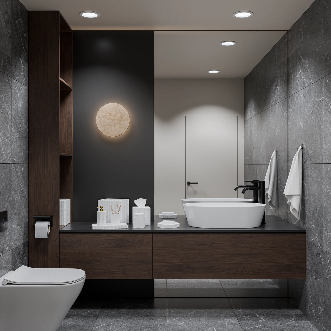 Calibo Orville 200mm/300mm Travertine Stone Eclipse Wall Light - Beige