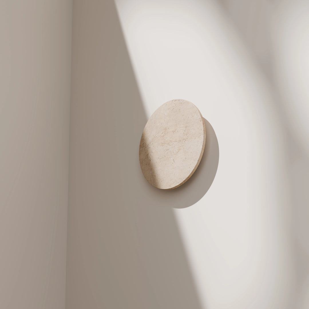 Calibo Orville 200mm/300mm Travertine Stone Eclipse Wall Light - Beige