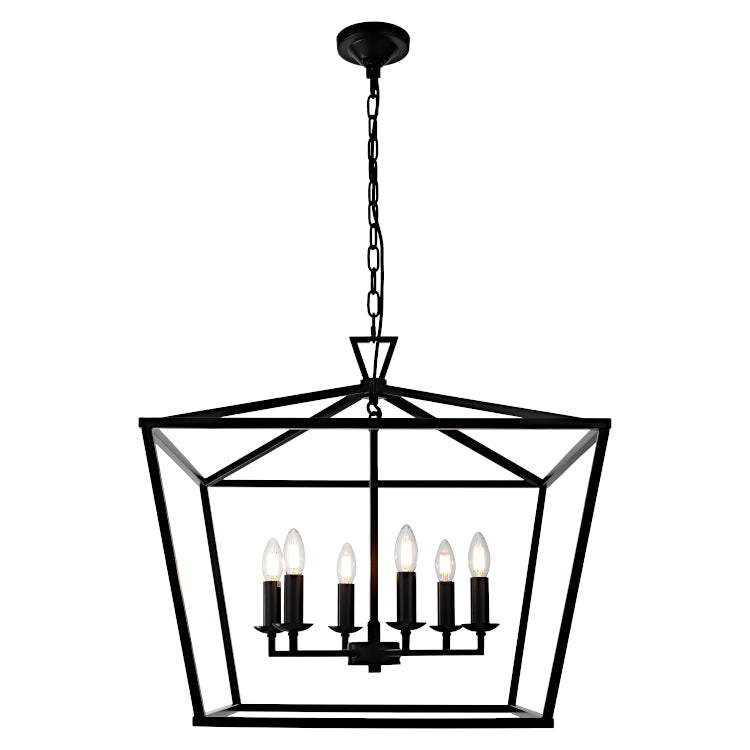 Perigan 6lt Pendant Black Chandelier