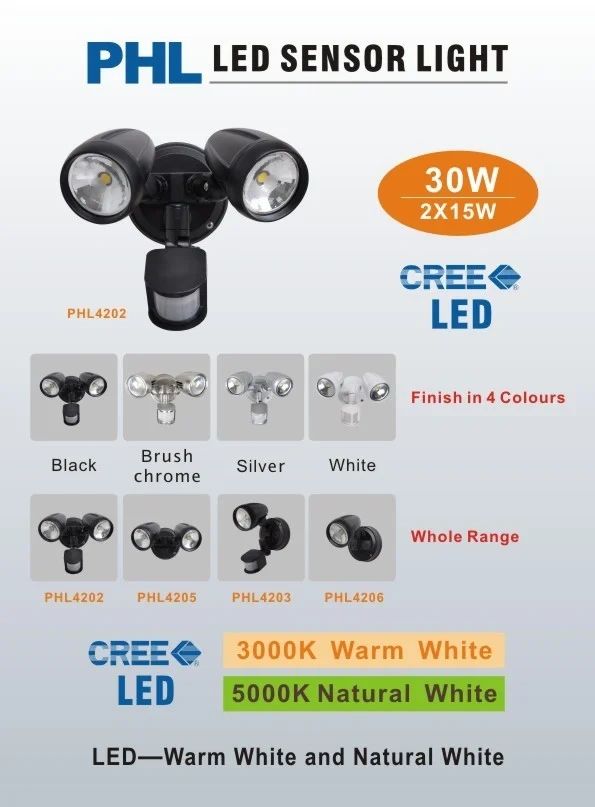 PHL4202 30W LED Twin Spotlight With Sensor