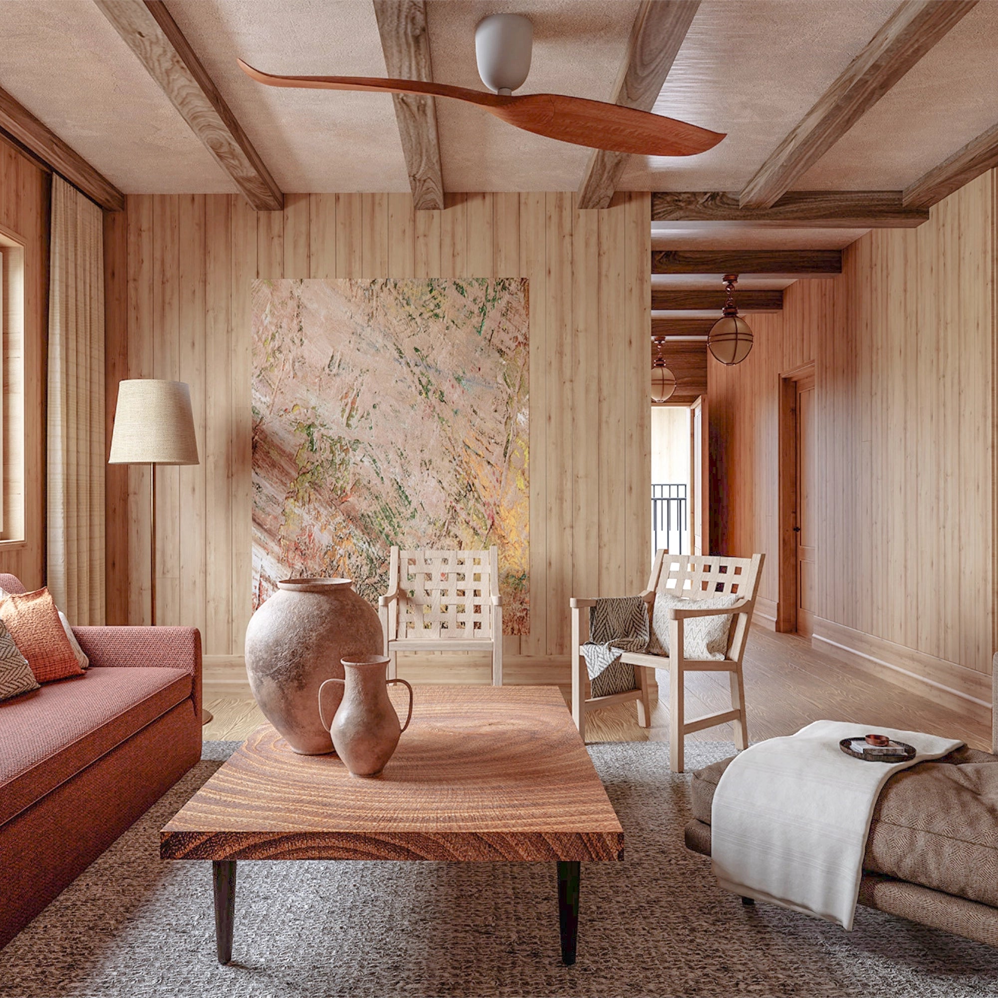 Aeratron AE2+ DC Ceiling Fan- White with Light Timber Ceiling Fan