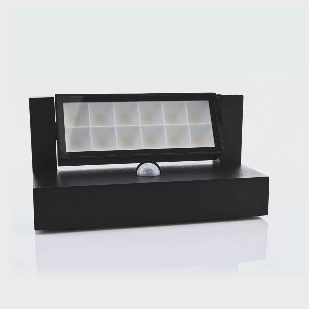 HV3732T-BLK-PIR - Locu Aluminium Black Adjustable 24w LED Floodlight with Sensor
