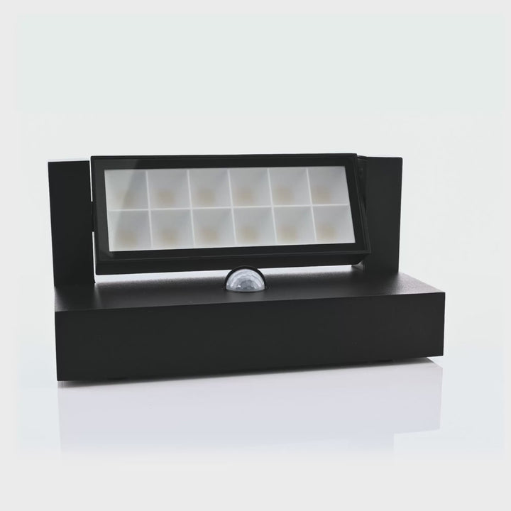 HV3732T-BLK-PIR - Locu Aluminium Black Adjustable 24w LED Floodlight with Sensor