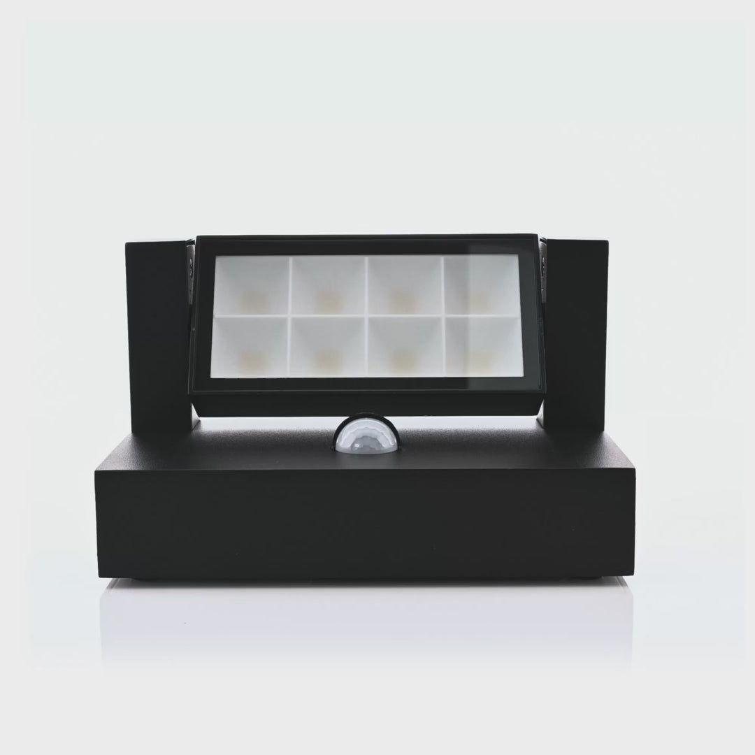 HV3731T-BLK-PIR - Locu Aluminium Black Adjustable 12w LED Floodlight with Sensor