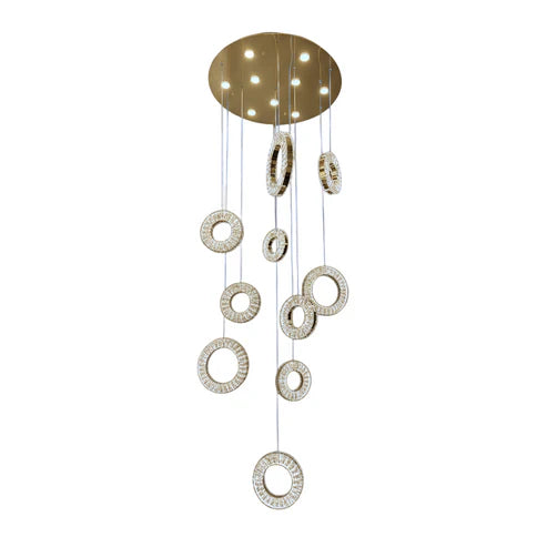 ROBI 10 Ring Crystal Chandelier Tri-Colour LED