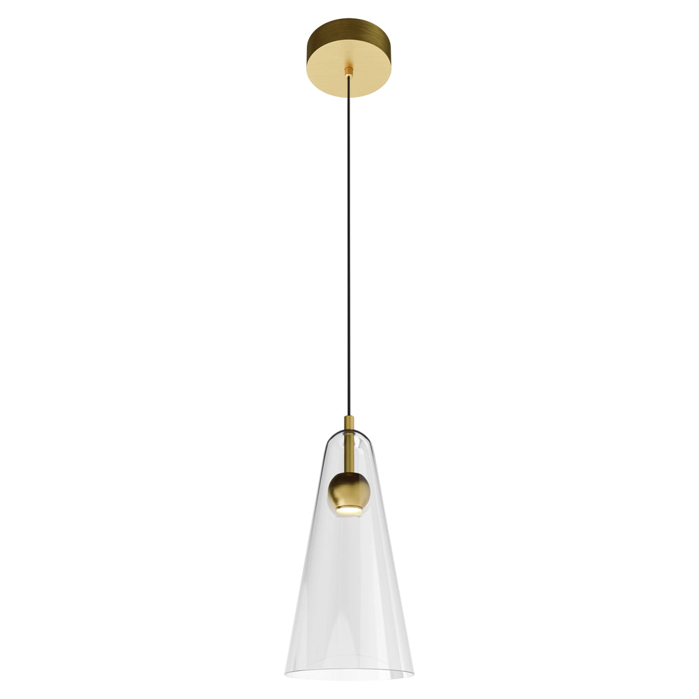 Calibo Skua Artisan Glass Tricolour LED Pendant Brushed Brass Pendant